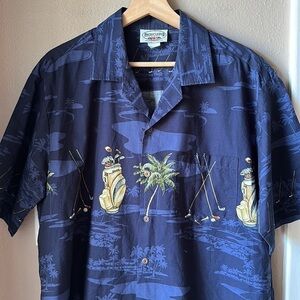 PACIFIC LEGEND Hawaiian Golf Short Sleeve Button Down Shirt